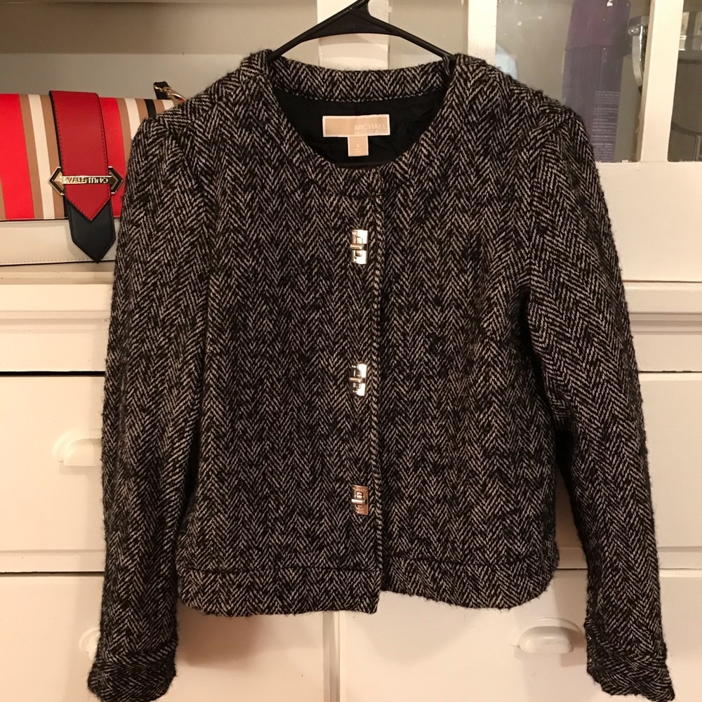 Michael Kors Dark Grey Pattern Fall Jacket S